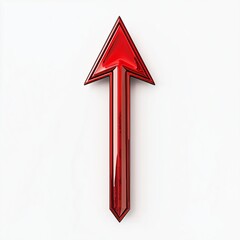 Poster - red upward arrow isolated on a white background. Clean and glossy design. Concept of direction and rise. 3D Rendering