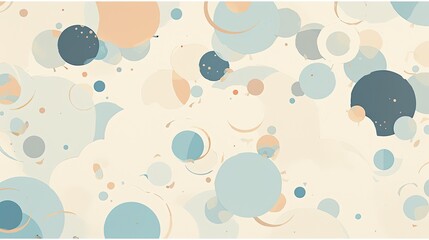 Wall Mural - Abstract design featuring repetitive, rhythmic patterns of soft circles and lines in calming shades of light blue and beige.