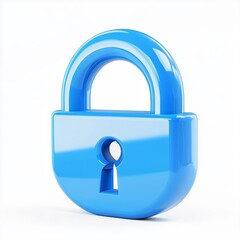 Poster - Unlock 3d icon isolated on white background with blue secure safety lock password bubble message security symbol or secret privacy access protection sign and private open key safe firewall protect
