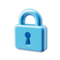 Poster - Unlock 3d icon isolated on white background with blue secure safety lock password bubble message security symbol or secret privacy access protection sign and private open key safe firewall protect