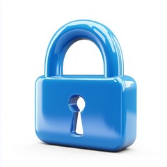 Poster - Unlock 3d icon isolated on white background with blue secure safety lock password bubble message security symbol or secret privacy access protection sign and private open key safe firewall protect