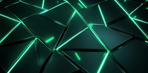 Poster - Abstract geometric design featuring glowing lines on dark surfaces.