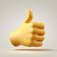Fototapete - Vector illustration of yellow color thumb up emoticon on white background. 3d style design of approval emoji