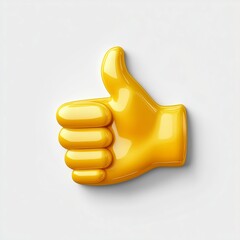 Fototapete - Vector illustration of yellow color thumb up emoticon on white background. 3d style design of approval emoji