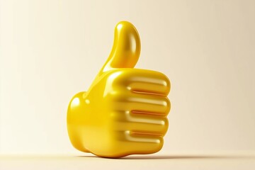 Fototapete - Vector illustration of yellow color thumb up emoticon on white background. 3d style design of approval emoji