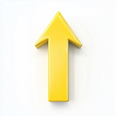Poster - yellow upward arrow isolated on a white background. Clean and glossy design. Concept of direction and rise. 3D Rendering