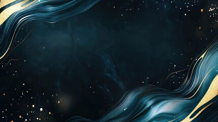 Wall Mural - abstract teal and gold swirl background