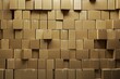 © Mirador - Wall of stacked cardboard boxes arranged in an orderly pattern with warm lighting. Suitable for concepts of storage, shipping, logistics, or warehouse organization.