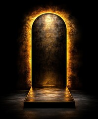 Poster - Illuminated archway entrance dark studio digital art abstract enigmatic concept