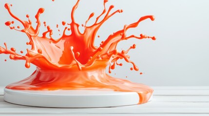 Aufkleber - Dynamic orange paint splash studio visual art creative space close-up vivid expression