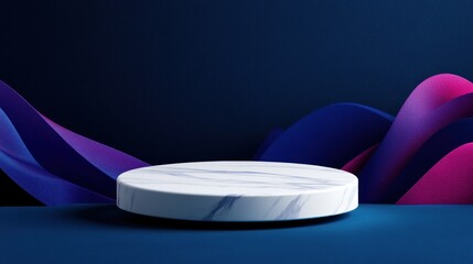 Poster - Elegant marble platform display modern studio product showcase minimalist design close-up view