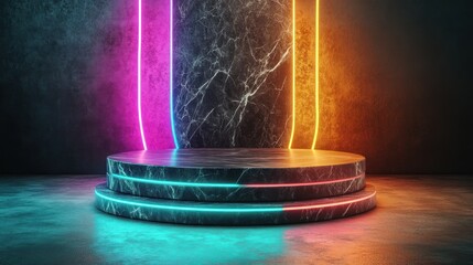 Poster - Dynamic neon light showcase abstract studio visual art display modern setting vibrant concept