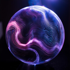 Wall Mural - magic sphere with plasma glow. abstract futuristic flowing neon energy ball with glowing waves.