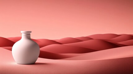 Poster - Artistic white vase on soft pink sands abstract still life modern aesthetic