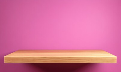 Poster - Minimalist wooden shelf display pink wall home decor indoor space aesthetic design