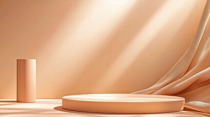 Poster - Minimalist display setup with soft lighting studio space product photography calm ambience