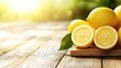 © Phanupong - Fresh lemons on wooden table nature food photography bright environment close-up view