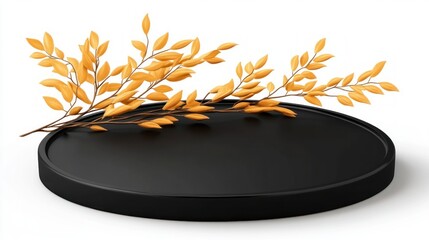 Fototapete - Elegant decorative plant arrangement on black round tray modern home decor minimalist style