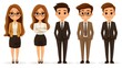 © Sarawut - Cartoon-style office team in corporate attire facing forward, white background