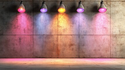 Poster - Illuminated spotlight display urban studio light installation modern environment artistic concept