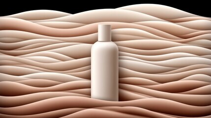 Poster - Moisturizing lotion bottle surrounded by soft waves abstract art calm environment conceptual