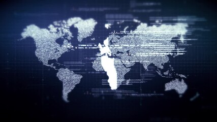 Fototapete - Futuristic global network simulation blending AI, quantum physics, and deep learning, with a particle matrix analyzing data in a sleek, HUD-style interface