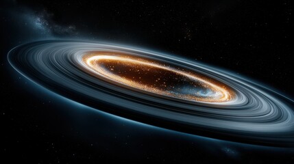 Wall Mural - a stunning cosmic spiral galaxy with vibrant rings, set against a dark, starry background, showcasin