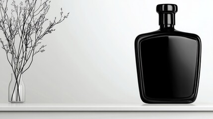 Leinwandbilder - Elegant black bottle display modern home product photography minimalist style aesthetic appeal