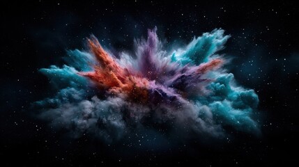 Wall Mural - a vibrant explosion of colorful clouds in a dark cosmic backdrop, evoking a sense of wonder and the 