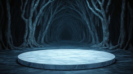 Aufkleber - Mysterious forest pathway enchanted woods digital art dark fantasy eye level surrealism