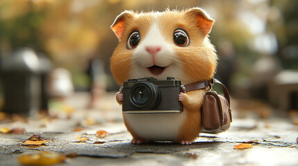 Wall Mural - 3D Hamster with camera