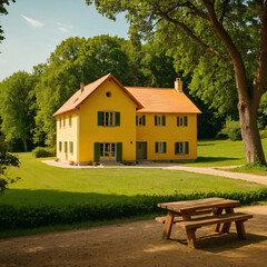 Charming Yellow Rural Farmhouse