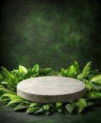 Poster - Showcase of natural elements with concrete display studio photography greenery close-up