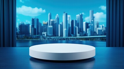 Aufkleber - urban skyline showcase modern city digital art blue sky panoramic view futurism