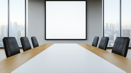 Aufkleber - Corporate meeting setup high-rise office conference room urban view professional atmosphere