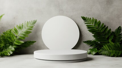Leinwandbilder - Minimalist product display with greenery indoor studio product photography calm setting