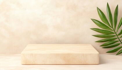 Leinwandbilder - Minimalist display platform indoor space product photography neutral tones top view aesthetic appeal
