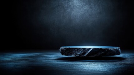 Leinwandbilder - Floating stone display dark studio creative photography minimalist setting abstract art
