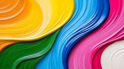 Poster - Vibrant Swirls of Colorful Paint Mixing Together in a Stunning Artwork Background That Evokes Creativity and Joy in Artistic Expression and Design
