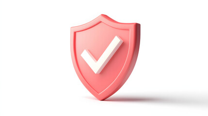 Fototapete - 
cartoon 3d Icon safety shield check mark perspective . . 3d vector illustration. white background
