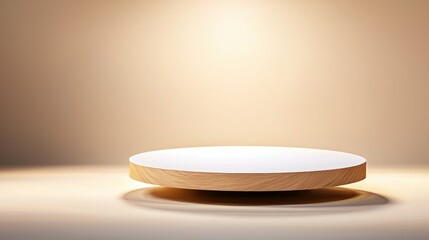 Poster - Minimalist wooden plate display modern kitchen product photography neutral tones aesthetic appeal