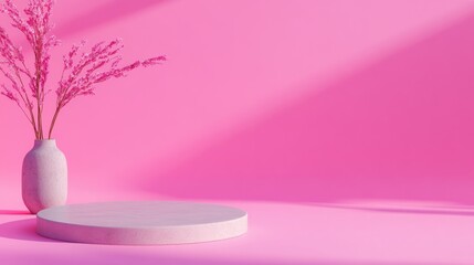 Leinwandbilder - Vibrant floral arrangement on minimalist display studio setting interior decor modern aesthetic