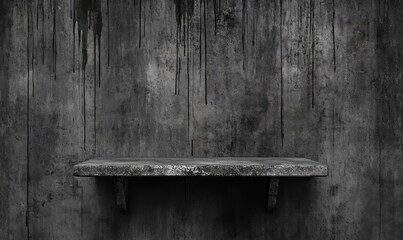 Poster - Industrial shelf on grunge wall abandoned space digital art urban environment dramatic perspective