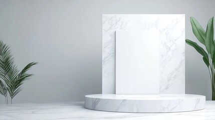 Poster - Minimalist display setup for product showcase modern studio photo background calm environment straight on