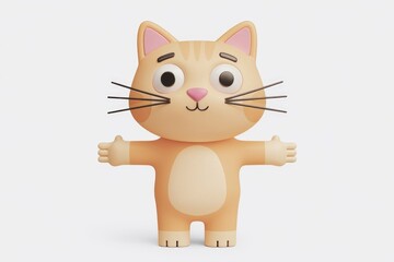Poster - Adorable 3D cartoon cat with outstretched arms  ready to embrace or present something