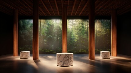 Poster - Interactive design exhibition showcasing natural elements modern gallery immersive atmosphere