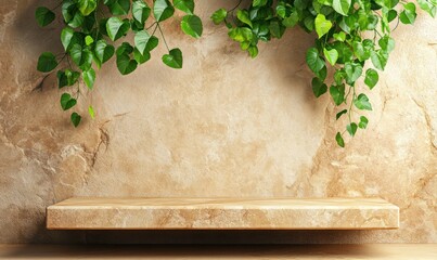 Aufkleber - Indoor plant display on wooden shelf natural setting home decor minimalist design