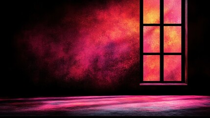 Poster - Vibrant colorful window light display artistic studio digital artwork creative space abstract concept