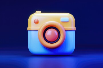 Aufkleber - 3D Instagram camera icon in yellow and blue.