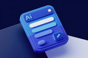 Aufkleber - 3D render of a blue AI interface with input fields and edit button